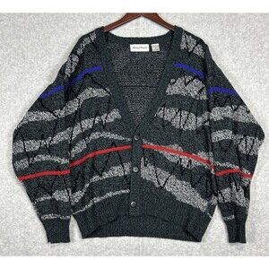 Michael Gerald Mens XL Cardigan Sweater Coogi Style Acrylic Colorblock